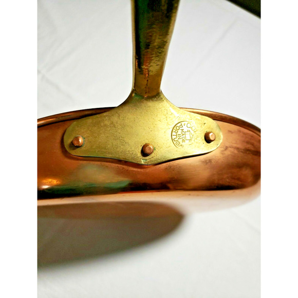 Copral Copper Skillet 10 1/4 Long Brass Handle Portugal Gourmet Cottagecore Farm - Picture 3 of 16